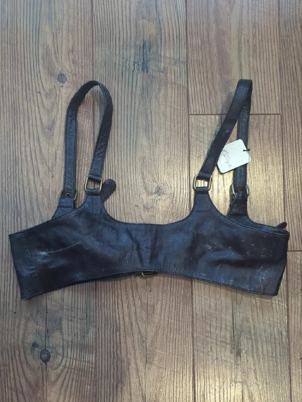 Leather Harness Bra Top - Black